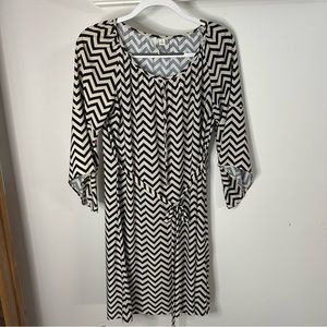 Tacera Chevron Dress, Tan and Black